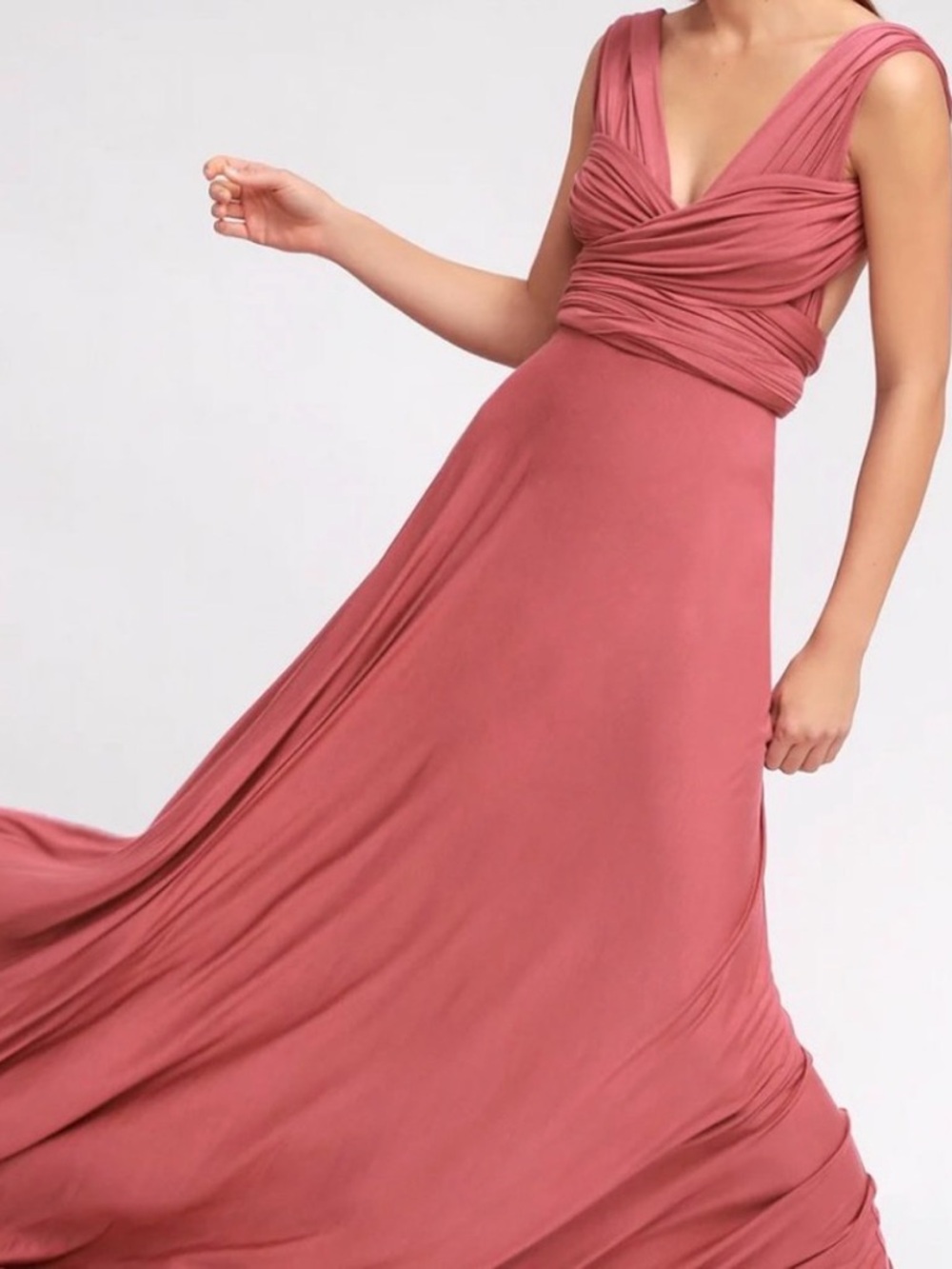 Lulu's Infinity Neckline Gown Salmon